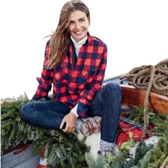 J Crew Red Buffalo Plaid Pullover Shirt Jacket. - Picture 2 of 11